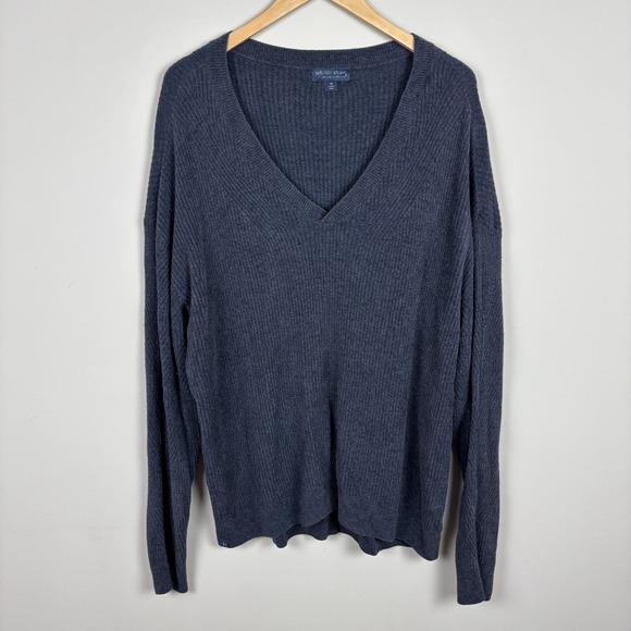 Barefoot Dreams Sweaters - BAREFOOT DREAMS Tunic Sweater Womens 1X Gray Navy Cozy‎ Chic Ultra Lite V-Neck